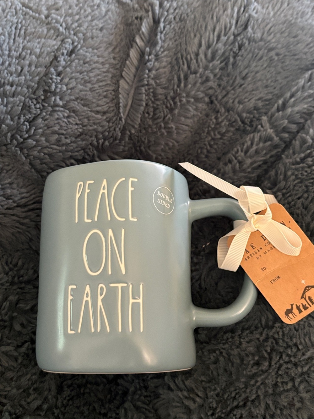 Rae Dunn Blue "Peace On Earth" Mug NWT